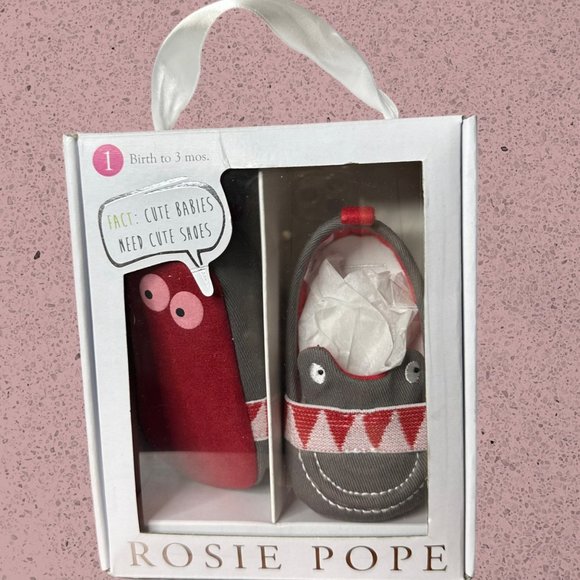 Rosie Pope’s Other - Rosie Pope Infant Embroidered I See You Espadrille Shoes 0-3 Month|Gray Red